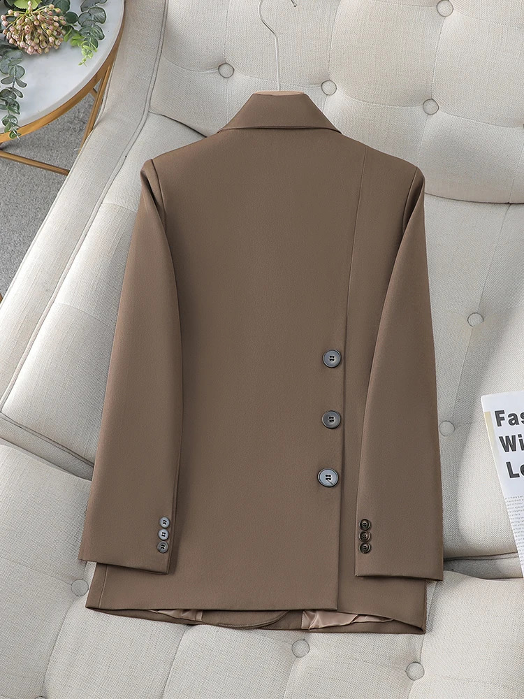 Fashion Women Blazer Pink Black Coffee Female Long Sleeve Solid Autumn Winter Ladies Loose Formal Jacket Coat For Work Wear 240801