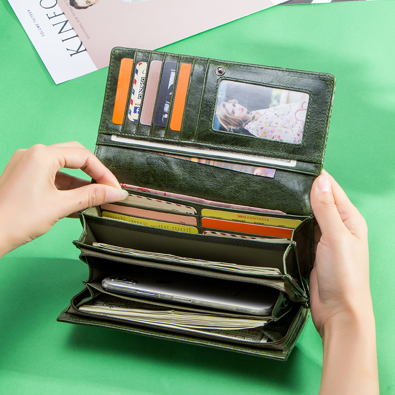 Fashion Serpentine Design Female Coin Purse Genuine Leather Long Women Wallet Phone Purses For Girl Cardholder Clutch Money Bag
