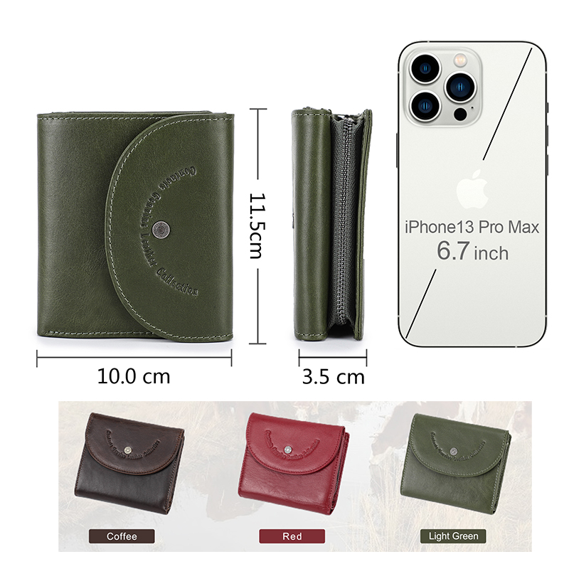 CONTACT'S RFID Wallets for Women Genuine Leather Short Fashion Women's Purses Card Holders Zip Coin Purse Money Clip Female Bags