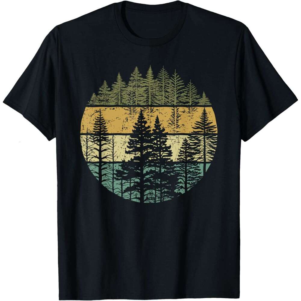 T shirt Mens Retro Forest Trees Outdoors Nature Women Men Vintage Graphic T-Shirt shirts tshirt graphic tee Casual tops summer clothes Short sleeve Fr