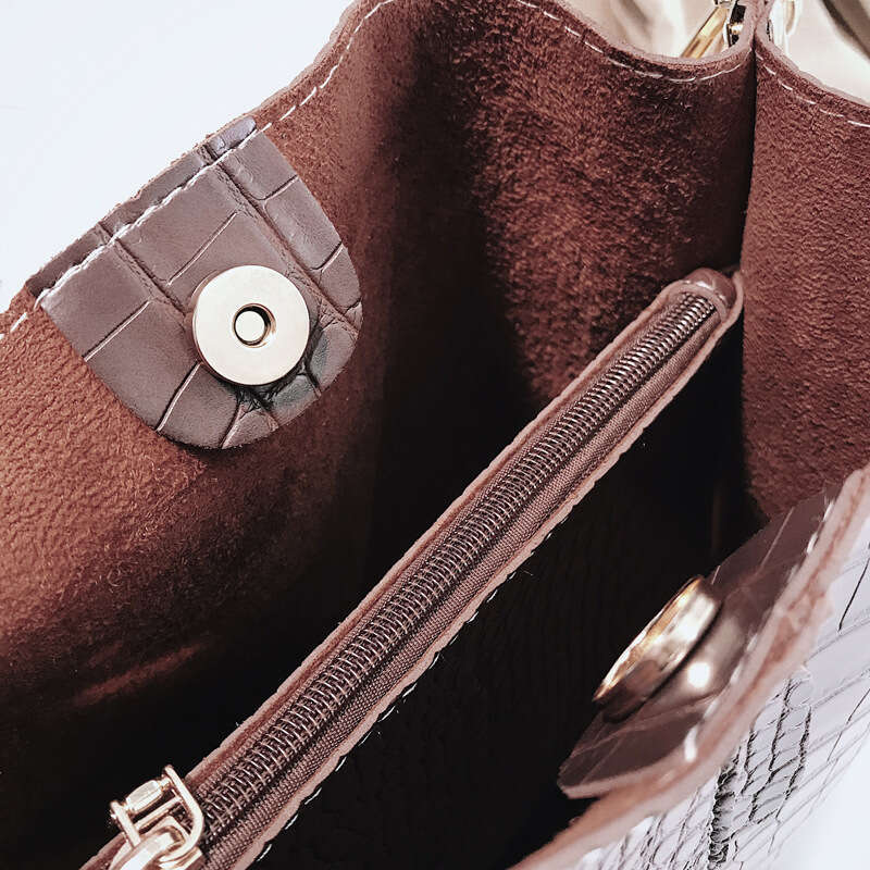 Bucket Crocodile Patterned Handbag With Purse Large Capacity Crossbody Bag Detachable Leather Shoulder Strap Internal Zipper Pocket