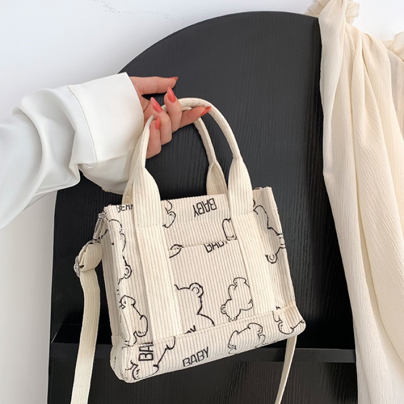 New Little Fresh Sweet Corduroy Print Fashion Ins Style Trend Women's Shoulder Bag Cross-body Bag