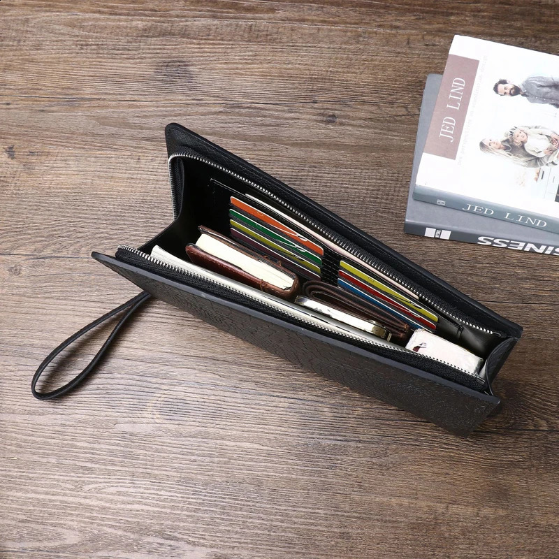 Quality Mens High Clutch genuine leather high-capacity cowhide bag 240802