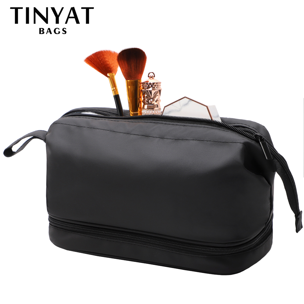 Tinyat Polyester Men Business Portable Cosmetic Bag Hanging Waterproof Wash Pouch Storage Bag Toiletries Organizer Women Travel