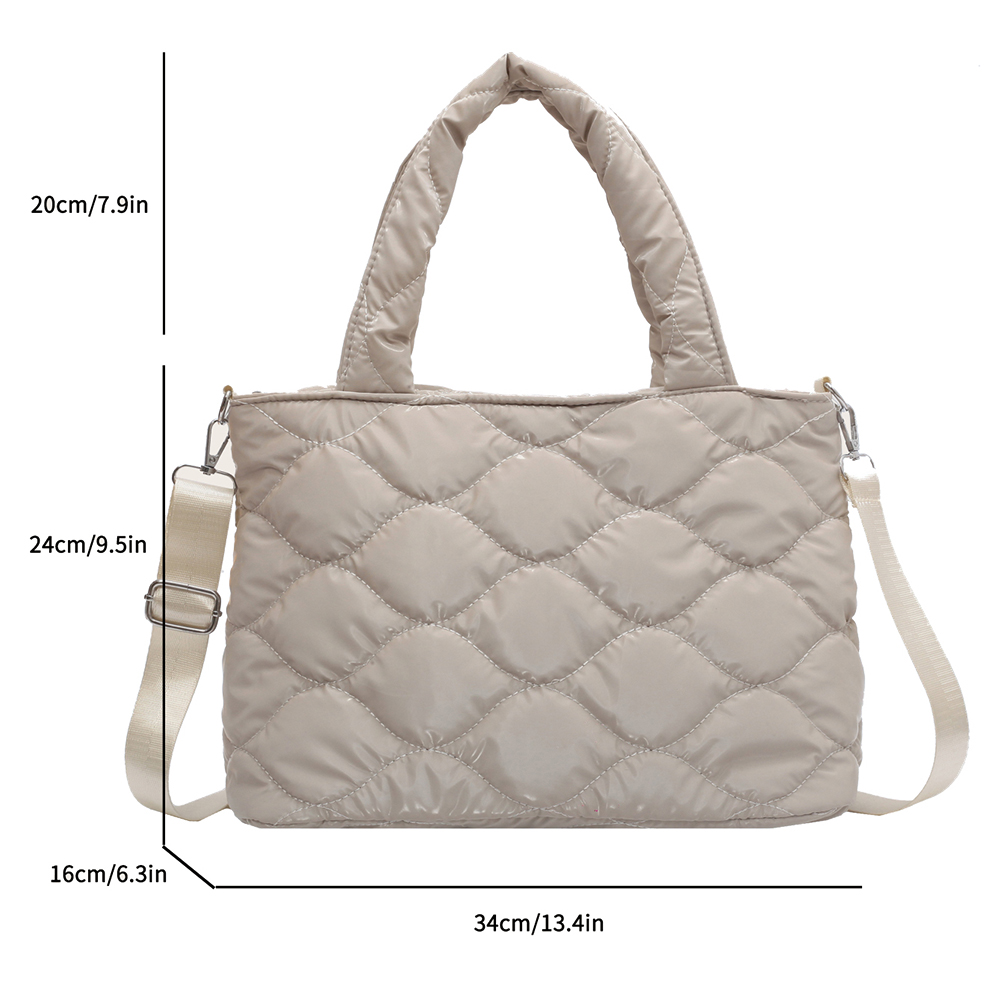 Fashion Pink Women Handbags Winter Cotton Padded Top-handle Bags Casual Female Solid Color Quilted Large Capacity Shoulder Bag