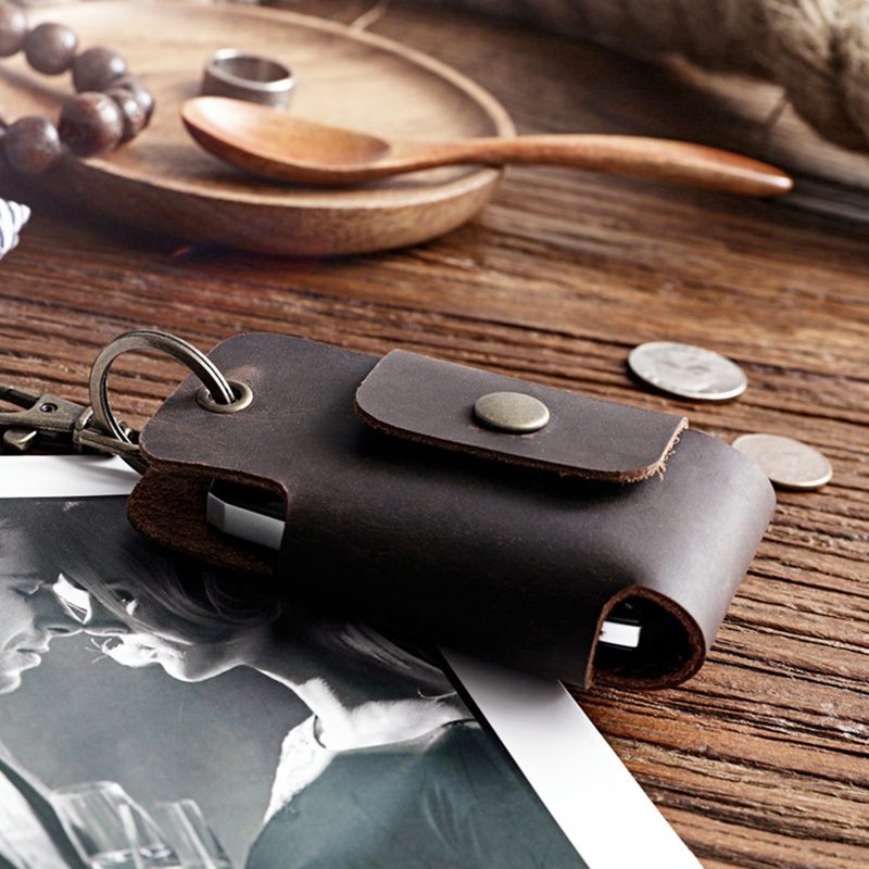 Leather Key Holder DIY Car Key Wallet Smart Keychain Key Organizer Unisex Solid Folder Keys Wallet Chain Purse Shape Housekeeper