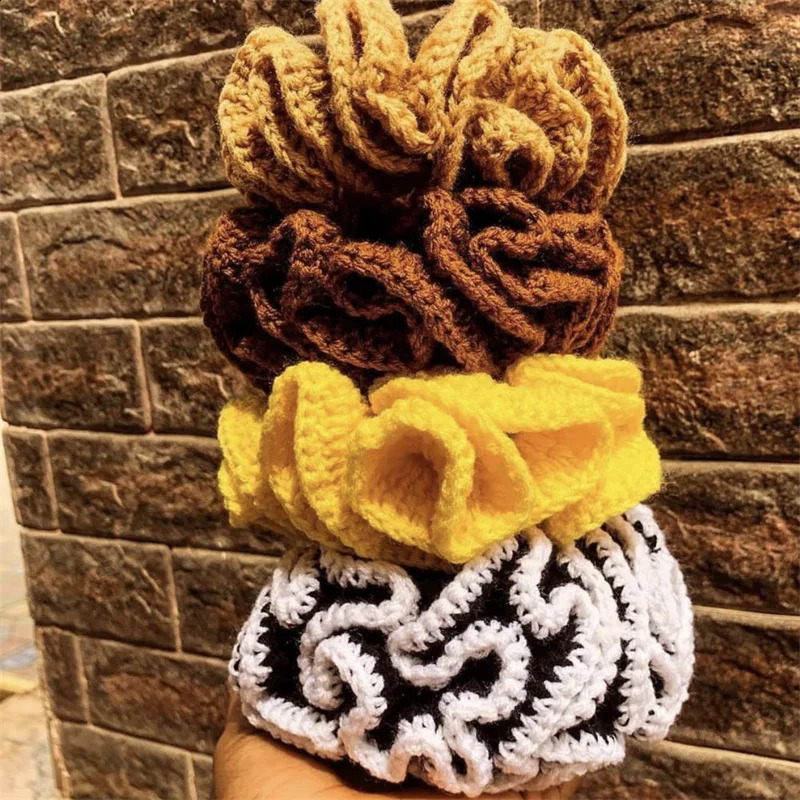 Handmade Knit Bucket Hat for Woman Weaving Floppy Ruffled Brim Bucket Hat Adult Teens Winter Cycling Fisherman Hat 240723