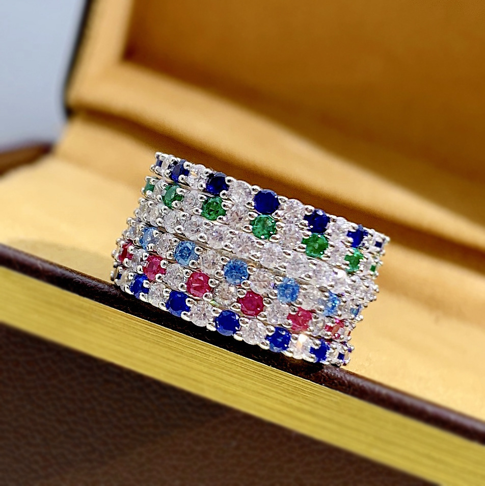 Sapphire Moissanite Dia Wedding Ring Sterg Sier Party Jewelry for Women