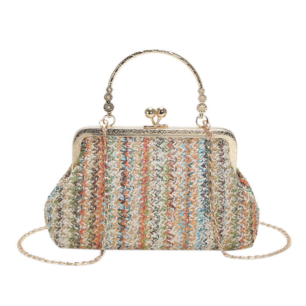 Women Fashion Crossbody Bag Colourful Ladies Hobo Bag Straw Girl High-quality Large Bag Casual Hasp for Summer Beach Vacation