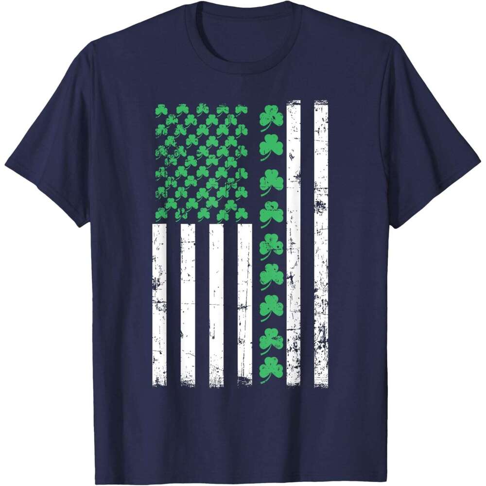 T shirt Mens American Flag St Patricks Day Vintage Irish Lucky T-Shirt shirts tshirt graphic tee Casual tops summer clothes Short sleeve Free shipping