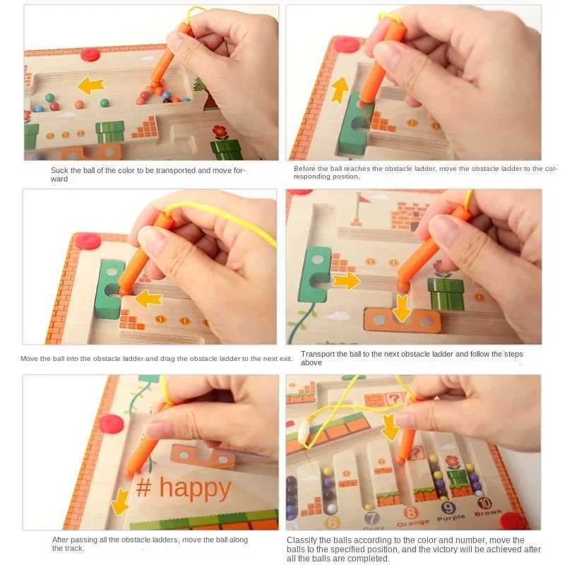 Wooden Magnetic Color and Number Maze Learning Education Toys Color Matching Montessori Toys Wooden Toys for Children Gifts Y240801