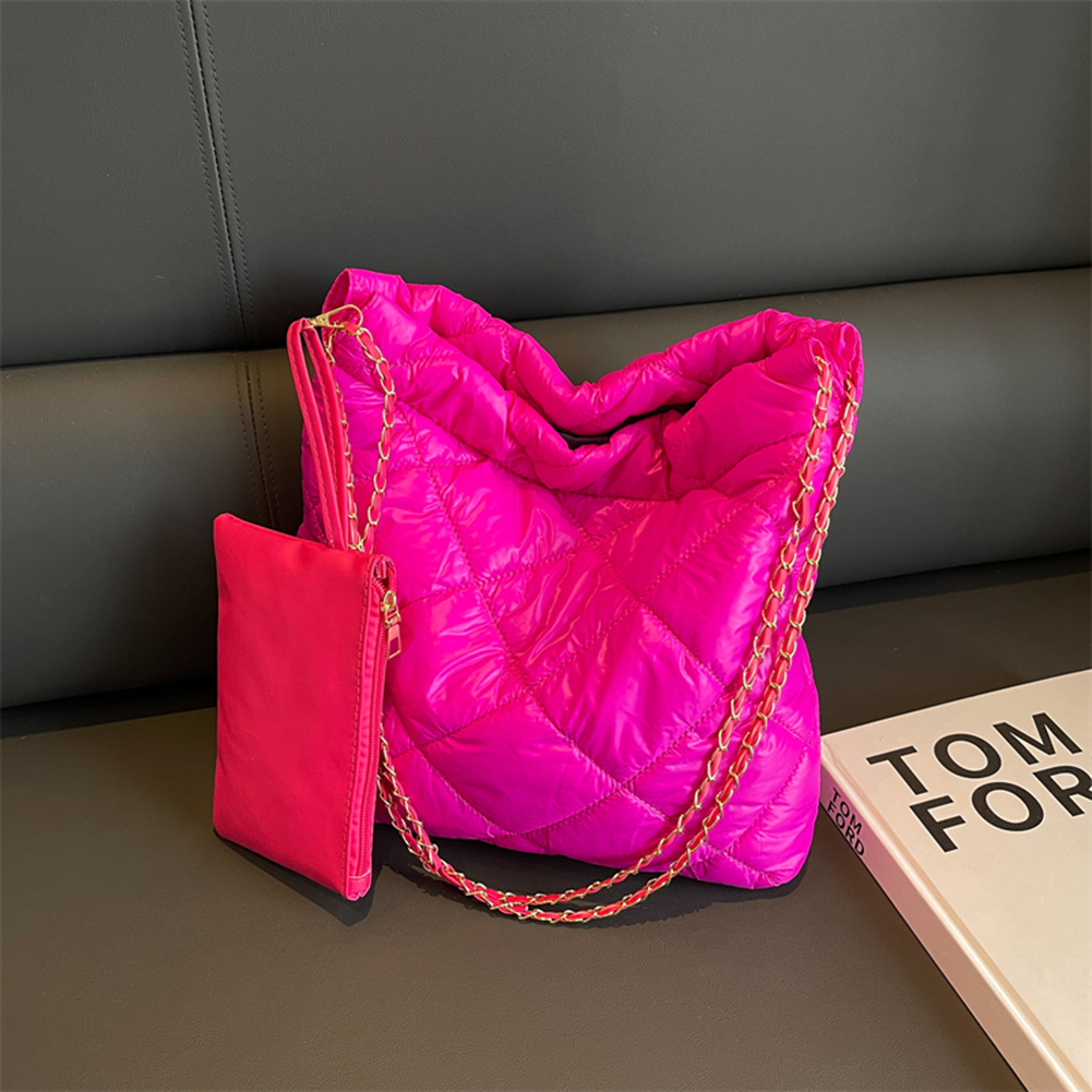 Women Shoulder Bag Y2k Large Capacity Ruched Tote Bag Fashion Quilted Casual Female Padded Crossbody Travel Checkered Handbag