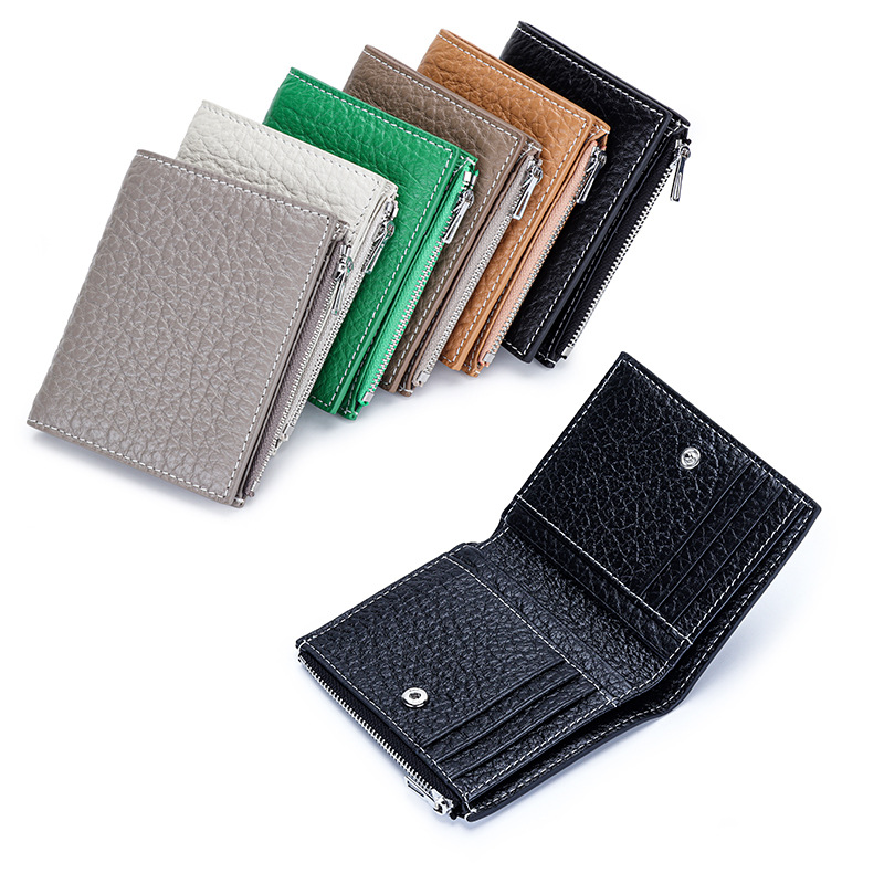 Compact Leather Wallet for Women with Multiple Card Slots Foldable Slim Design and Durable Top-Grain Leather Finish