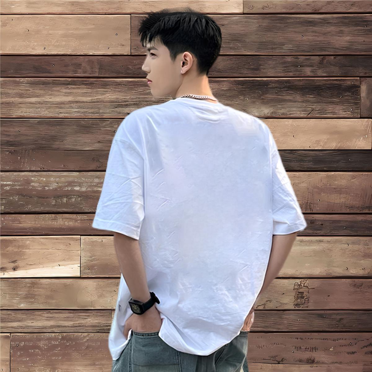 2024 DIY Men T Shirts 230g 100% Cotton Hip Hop Street Tee Shirt Breathable Crew Neck Brand Men Tops Tees Plus Size Cartoon