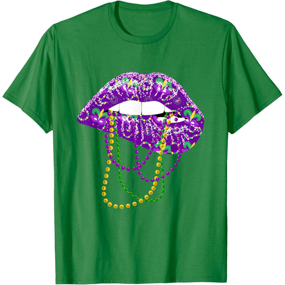 T shirt Mens Mardi Gras Shirt for Women Lips Queen Carnival Costume Gift T-Shirt shirts tshirt graphic tee Casual tops summer clothes Short sleeve Fre