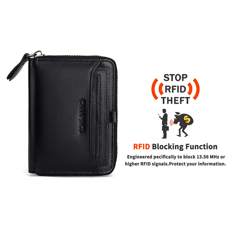 Gift Box Men's Top Layer Cowhide Extraction Card Holder Genuine Leather Zipper Wallets Vertical Multi-functional Business Wallet