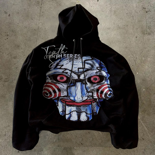 Mens Hoodies Harajuku Hoodie Hip Hop Cartoon Graphic Print Black Oversized Pullover Goth Men Women Fashion Casual Loose Sweatshirt