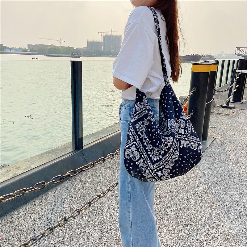 Fashion Women's Ethnic Style Canvas Large Capacity Shoulder Bag Shopping Bag Retro Leisure Travel Handbag