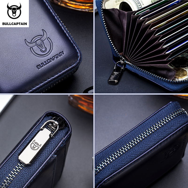 BULLCAPTAIN Real Pickup Card Bag with RFID Function Men's Card Holder Credit Card Business Card ID Card Holder Fashion Card Bag