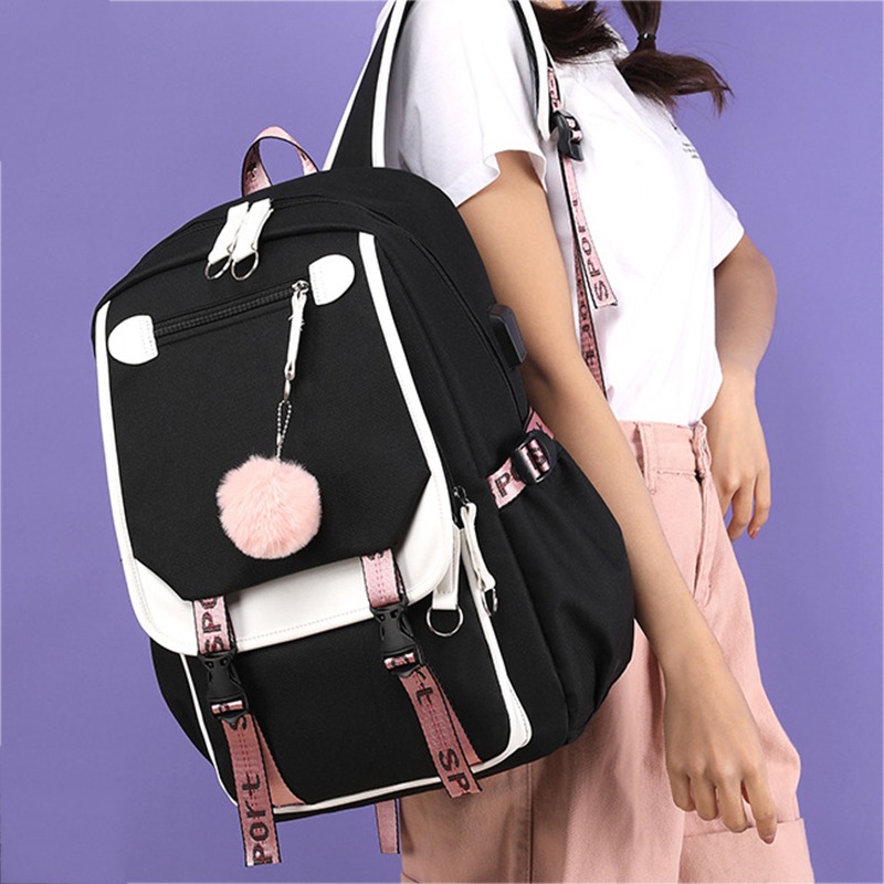 New Student Backpack Large School Bags For Girl Ins Korean Fashion Canvas Schoolbag Waterproof Student Book Bag Cute Travel Bag