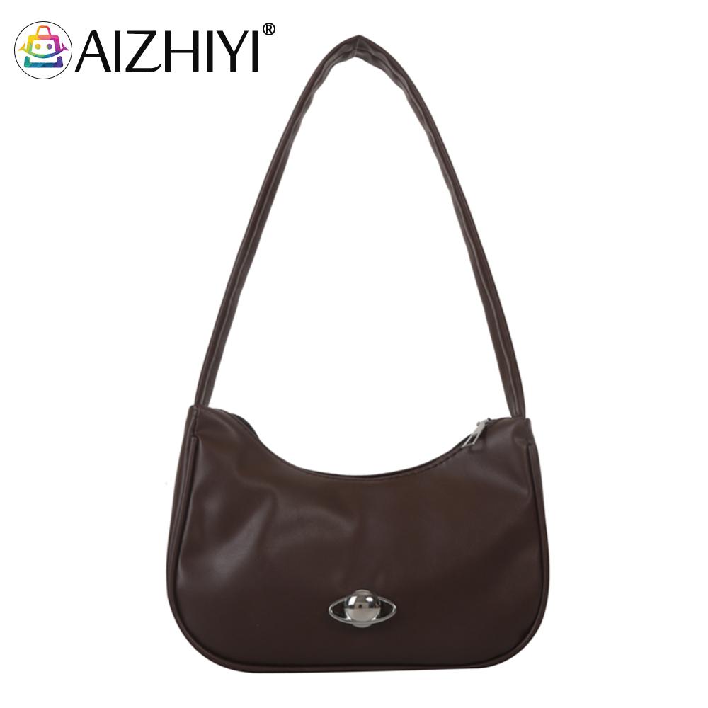 Women Small Shoulder Bags Zip Closure Fashion Mini Purse Vintage Under The Arm Purse Lightweight Solid Purse Clutch