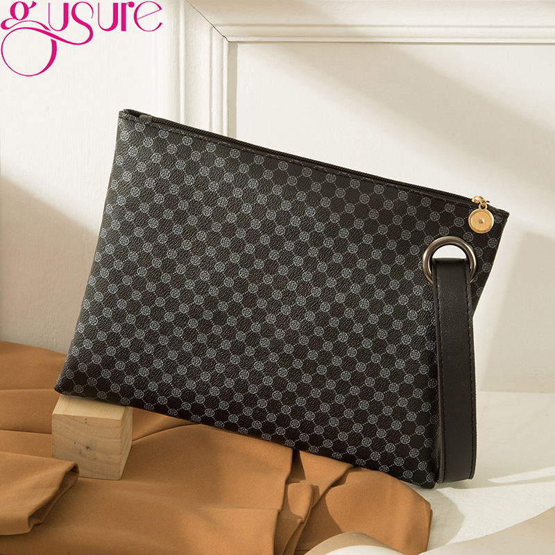 Gusure Fashion Trend Women Clutch PU Leather Pattern Envelope Bag Wristlet Bags Female Casual Large Capacity Handbags Day Pouch