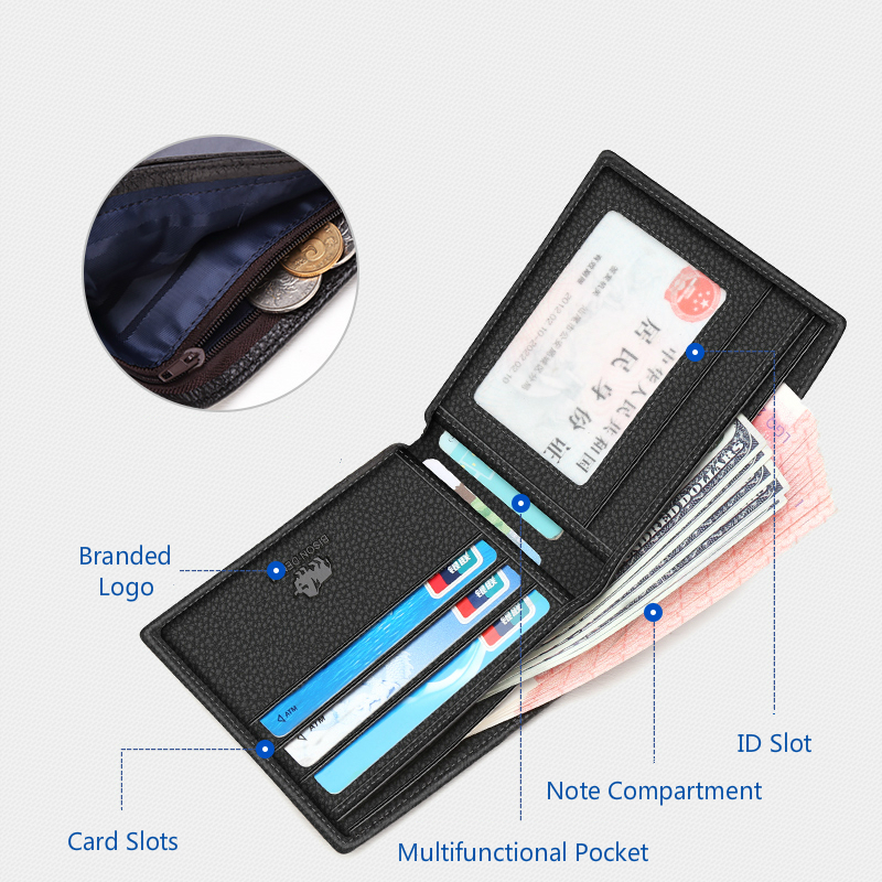 MR.JULIET Men's Wallet Long Short Leather Youth Leather Fashion Multi-Card Horizontal Wallet Card Holder