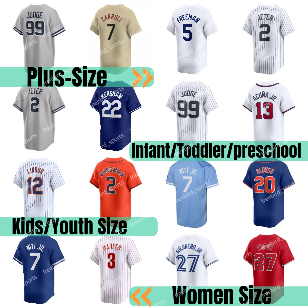 Infant Preschool Custom Size Bogaerts 7 Witt Jr. Ha-Seong Kim Realmuto Judge Jeter Turner Ohtani Freeman Urias Acuna Jr. Altuve Bichette Guerrero Jr. Baby Size Toddler