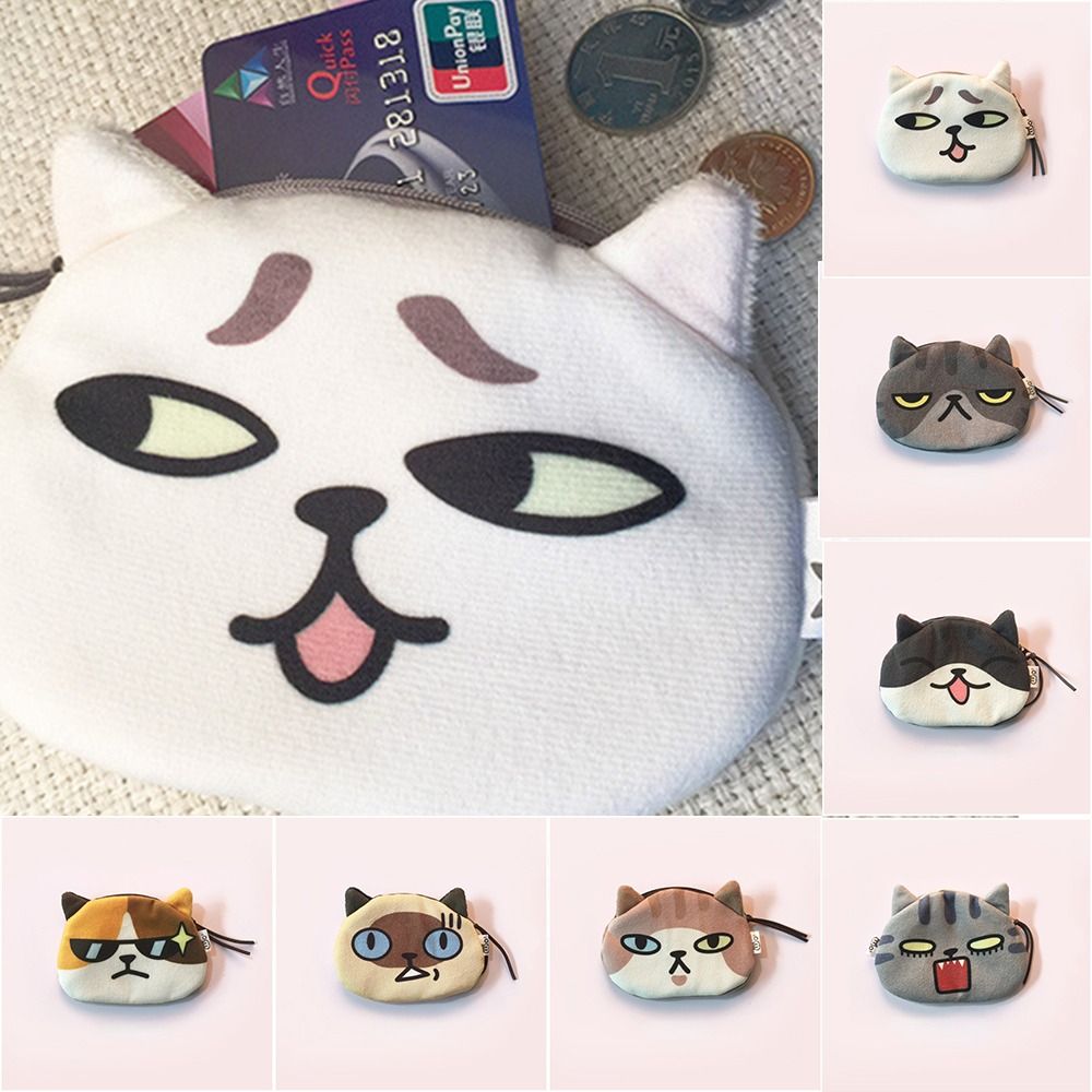 Outdoor Cat Expression Coin Purse Cute Pattern Cartoon Design Cat Earphone Bags Lipstick Cosmetic Bag Children