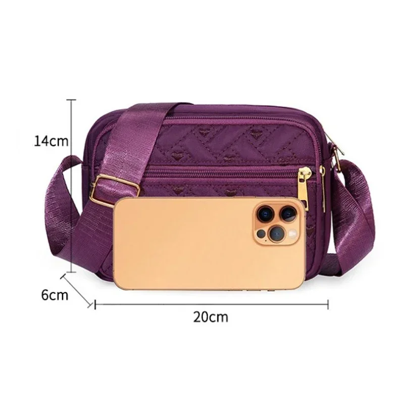 2023 New Fashion Embroidery Women Nylon Square Handbags Lady's Shoulder Cross Body Female Casual Women's Zipper Handbag