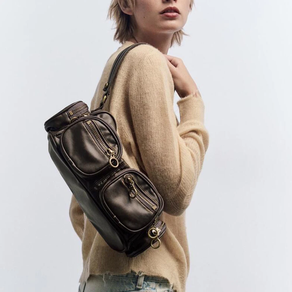 Punk Multiple Pockets Shoulder Bag Vintage Women's Designer Handbag High Quality Armpit Bags for Women Phone Pillow Bag Tote New