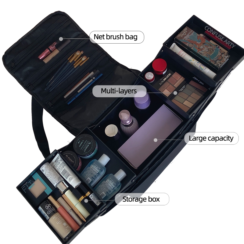 Make up bag hand-held large capacity multi-layer manicure hairdressing embroidery tool kit cosmetics storage case toiletry bag