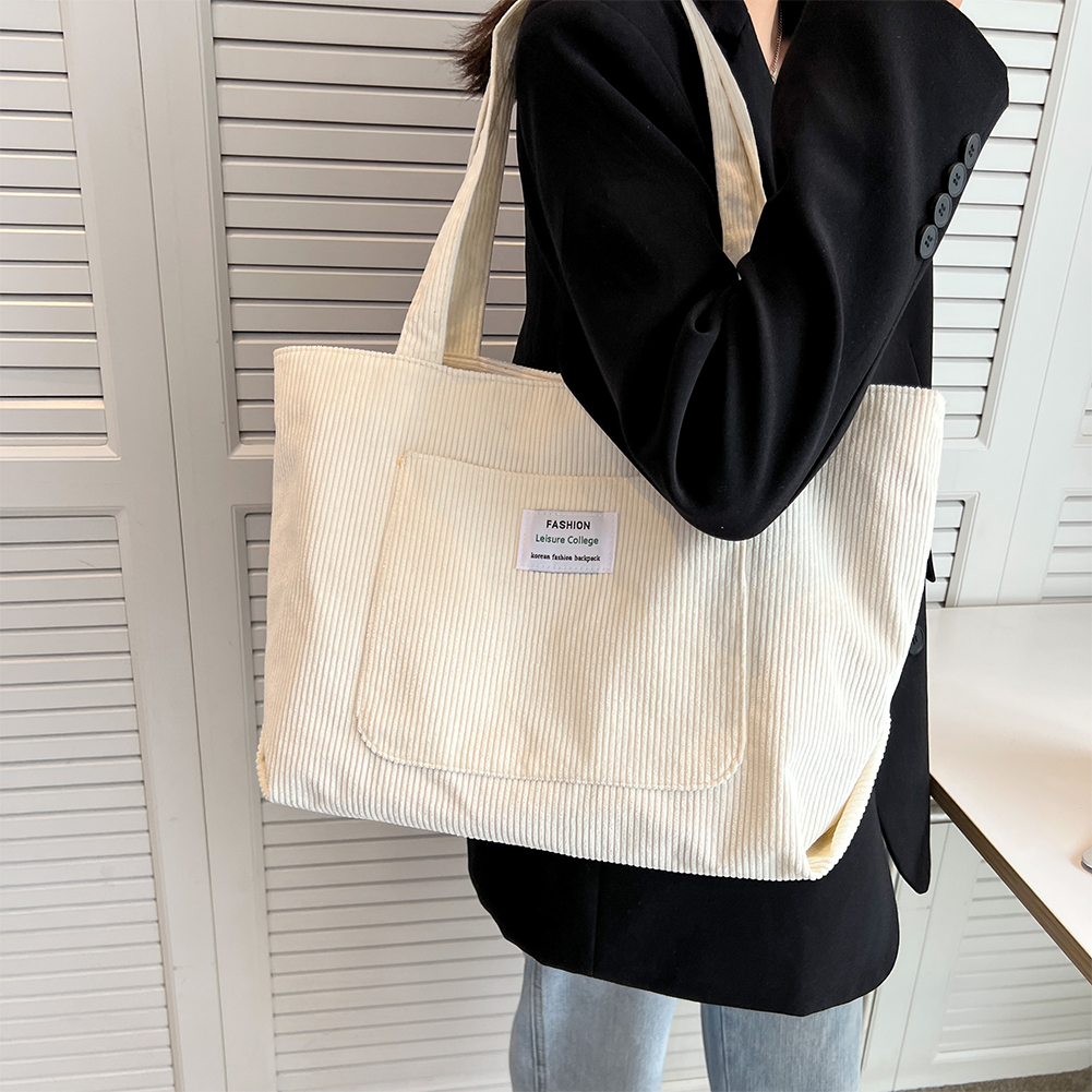 Corduroy Bag for Women Shopper Handbags Environmental Storage Reusable Canvas Shoulder Tote Bag school bags girl Shopper Bag