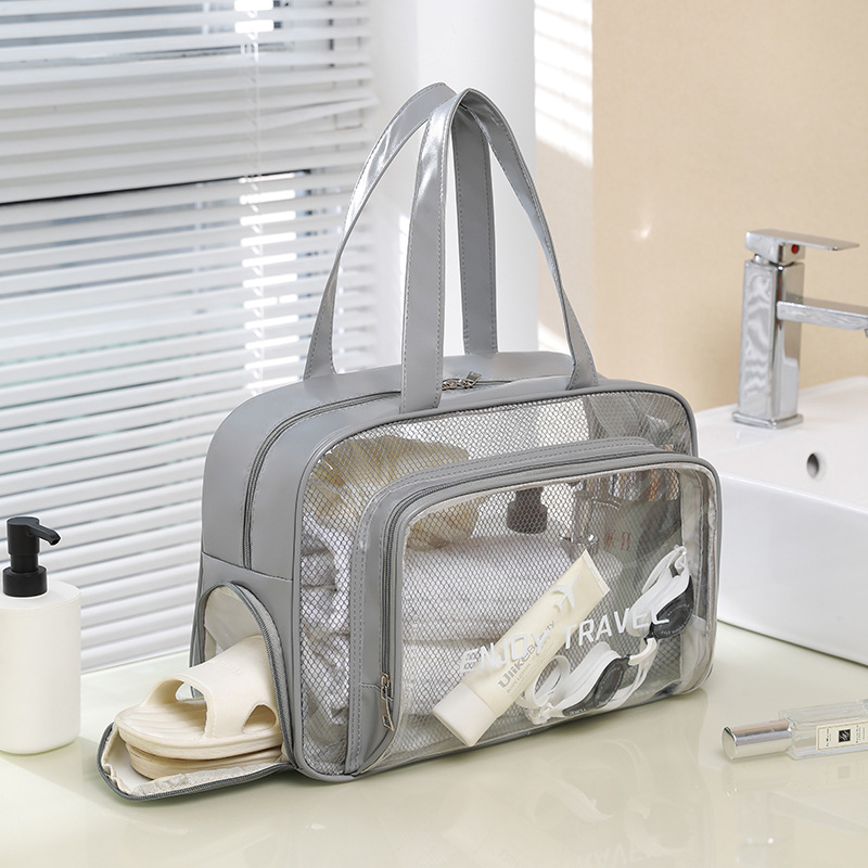 Storage Bags PVC Large Captity Transparent With Dry Wet Separation For Travel Tote beach bag with shoe storage