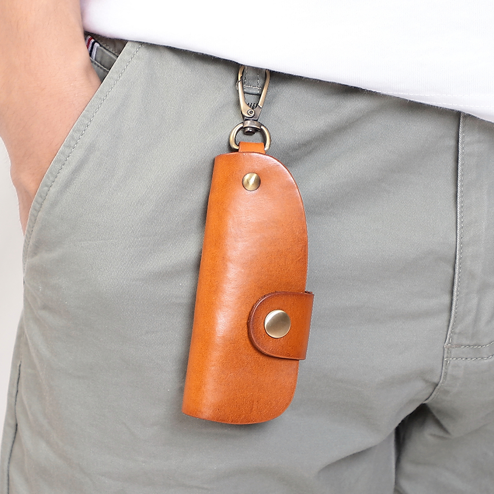 JOYIR Vintage Genuine Leather Key Wallet Men Organizer Housekeeper Keychain Cow Leather Key Case Male Key Holder