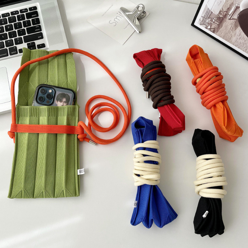 Organ Pleated Mini Messenger Shoulder Bags Fashion Knitting Small Crossbody Bags Ladies Foldable Long Straps Mobile Phone Purse