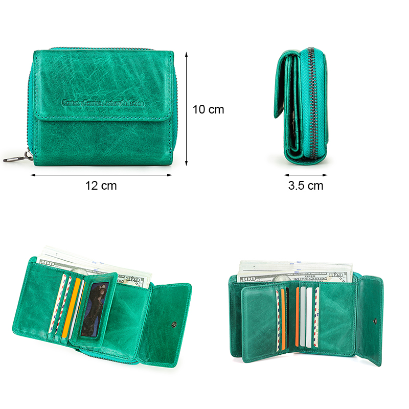Contact's Genuine Leather Wallet Women Clutch Bag Luxury Brand Female Coin Purse Small RFID Blocking Card Holder Wallets Mini