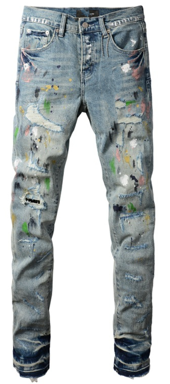 Designer Mens women New Tear High Street Patch Holes Patchwork Straight Slim Fashion Hip Hop Stretch Jeans R250509