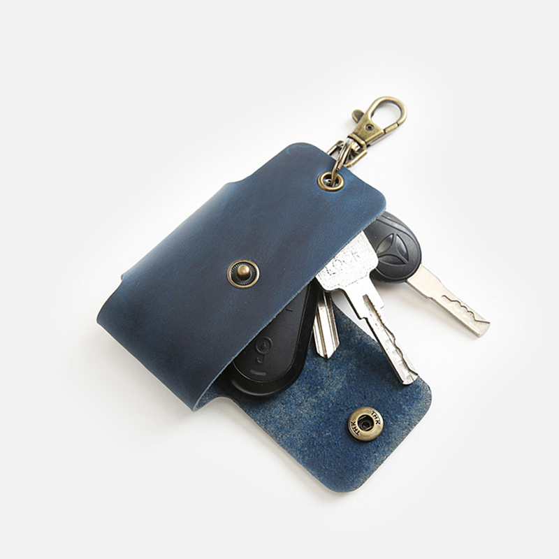 Leather Key Holder DIY Car Key Wallet Smart Keychain Key Organizer Unisex Solid Folder Keys Wallet Chain Purse Shape Housekeeper
