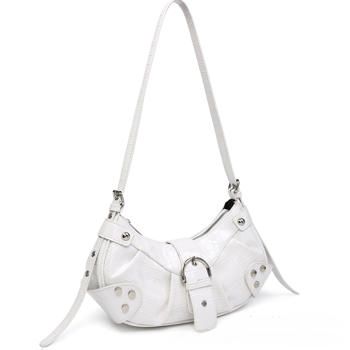 Retro Women's Trendy Moto Mini Underarm PU Crocodile Print Shoulder Bag