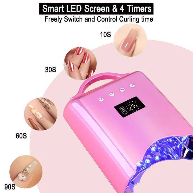 Cordless Rechargeable UV Nail Lamp Shinny Pink lamparas UV inalambricas para unas de gel UV Light for Gel Nails with Metal Base Y240801