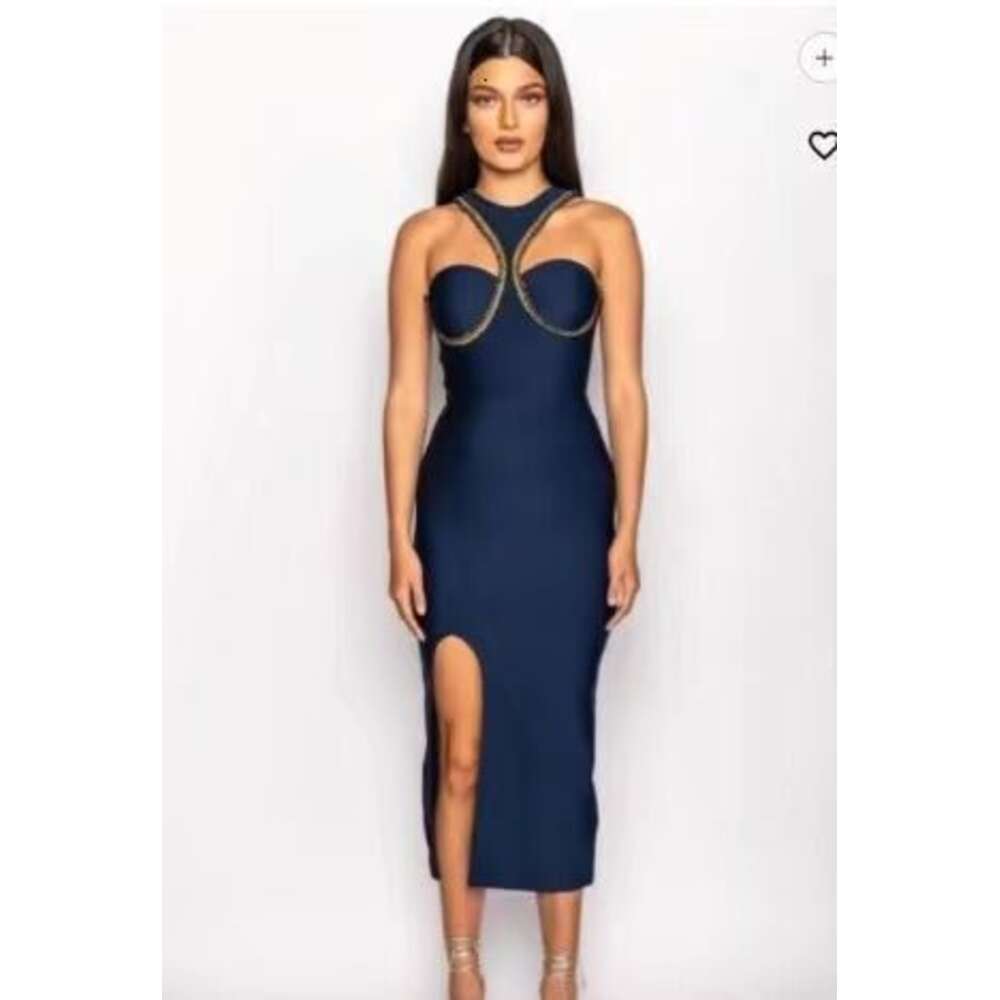 Sultry Nightclub Dresses: Women's High Neck Bandage Gown, Sleeve Socialite Party Dress & Elegant Long Evening Skirt C260312