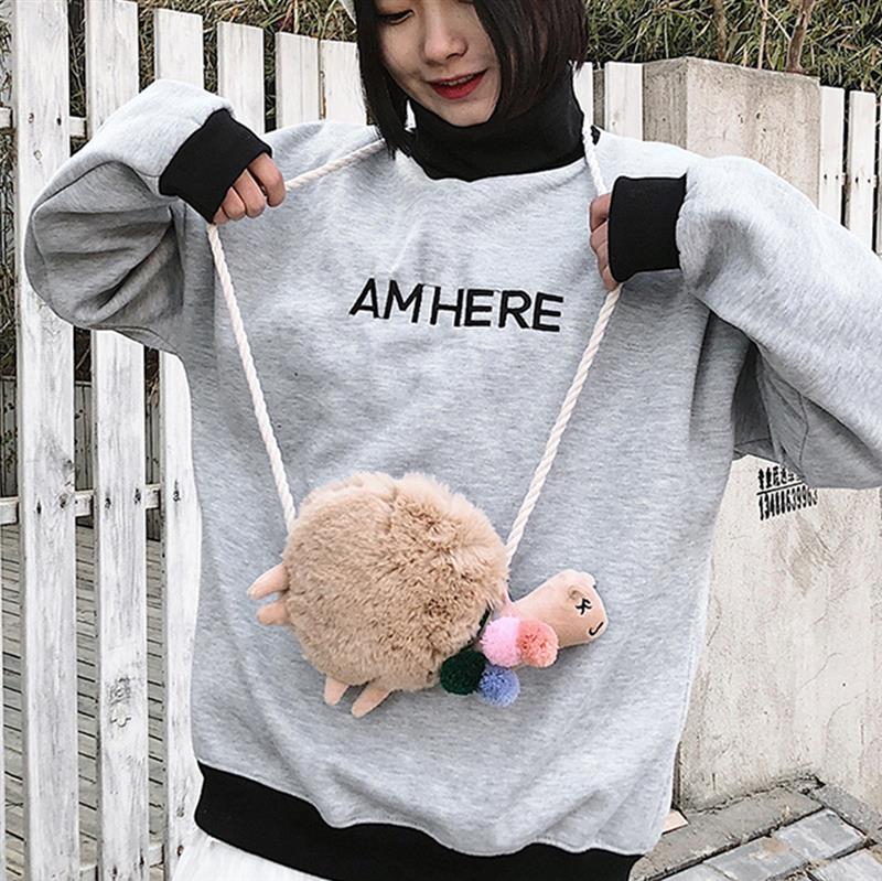 Cute Alpaca Cartoon Plush Shoulder Women Bags Handbags High Quality 2019 New Crossbody Messenger Bags For Women