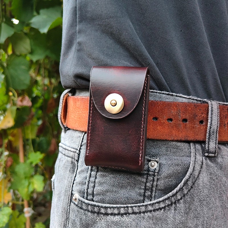 Genuine Leather Car Key Case on Belt Pack Car Key Holder Waist Bag Keys Wallet Pouch Organizer Sheath Men 1652C