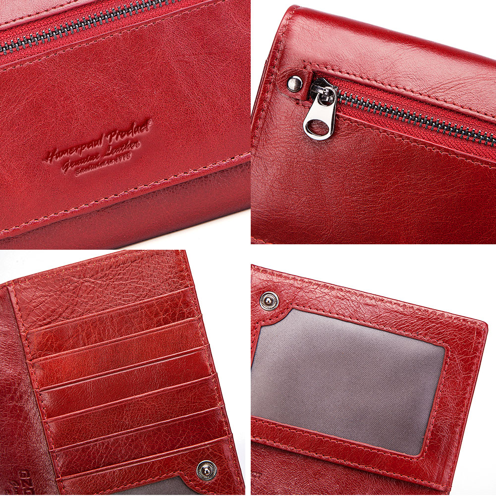 Women Genuine Leather Wallets Fashion Cell Phone Clutch Bag for RFID Protect Card Holder Purse Travel Zipper Pocket Long Handbag