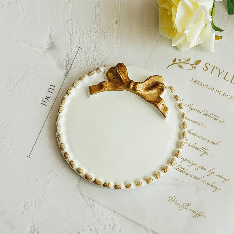 ins retro round small candle tray home storage jewelry tray table decorative scented candle dish small candle holder po props 240801