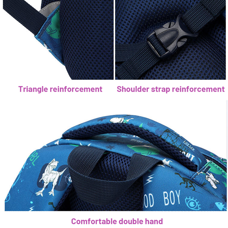 Boy's&Girl's Schoolbag Children's Schoolbag Three-piece Set Dinosaur Wholesale 1-6 Grade Schoolbag Reduce Burden Protect Spine