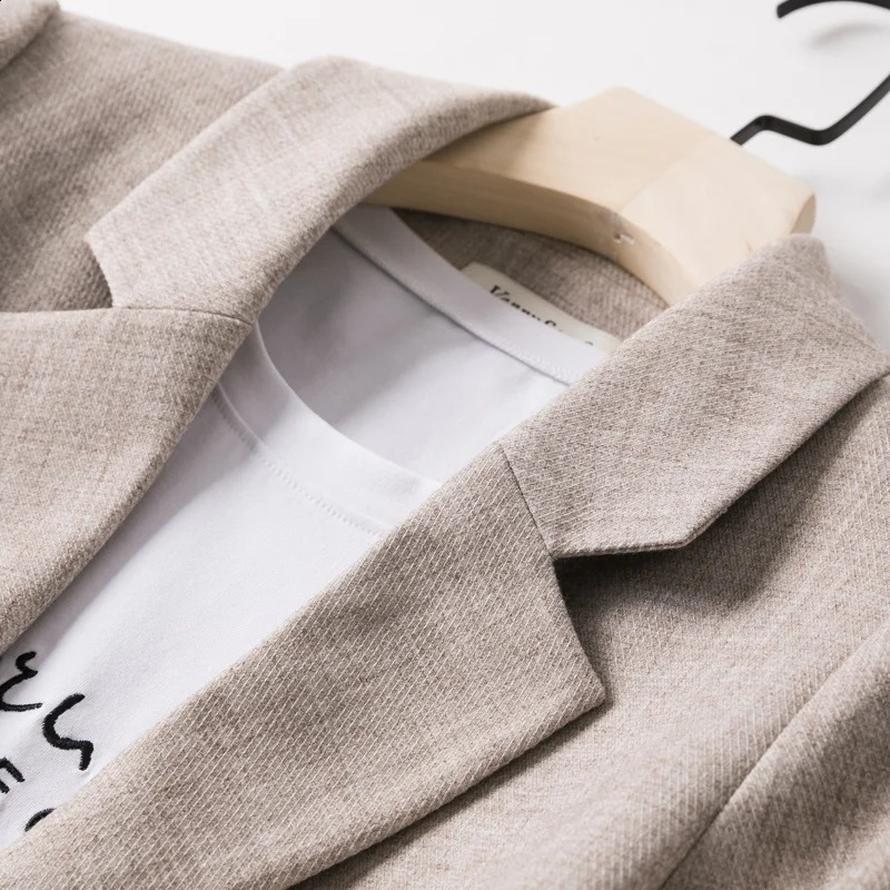 Womens long sleeved spring casual jacket fashion business flat suit womens work 240827