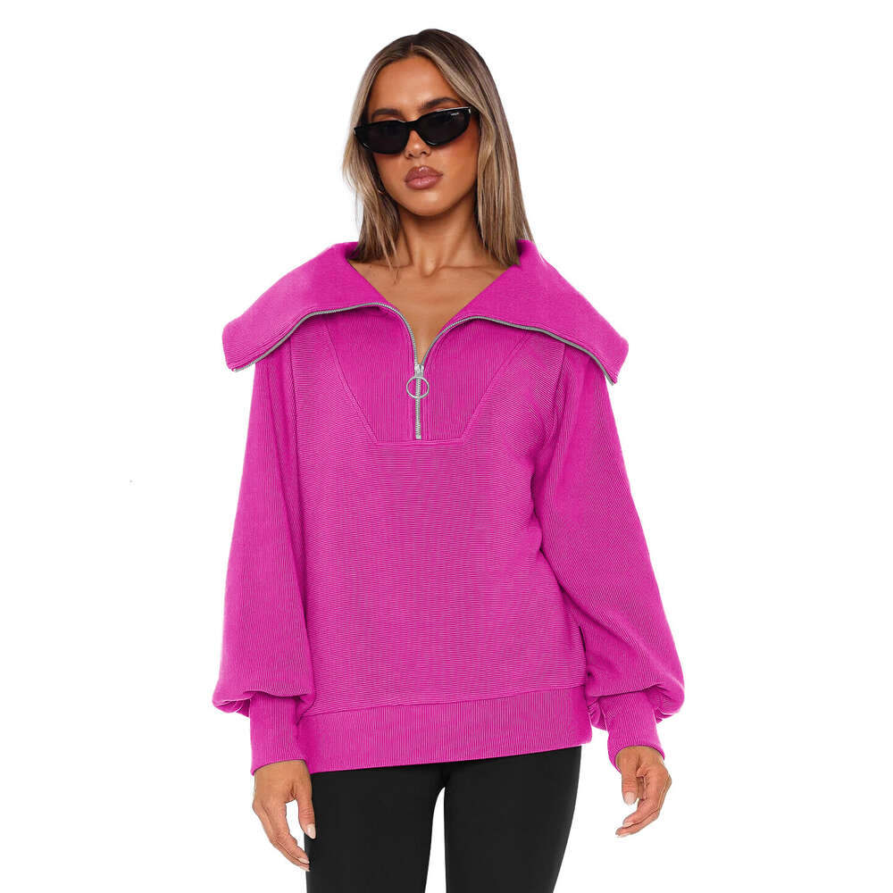 New Swallow Neck Fashion Pullover Trendy Brand Baseball Suit Half Zipper Hoodie Women's Spring and Autumn F8.2#58