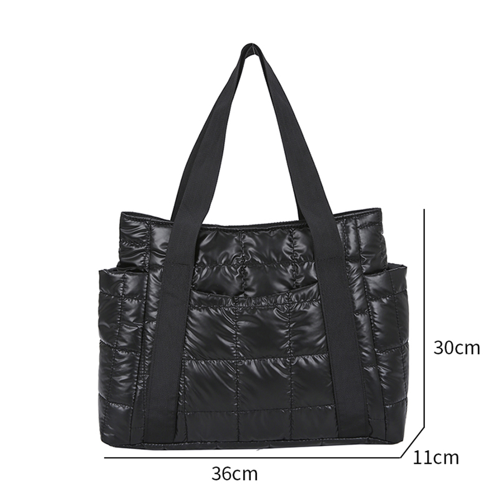 Autumn Winter Nylon Women Large Capacity Handbags Casual Quilted Lattice Shoulder Bags Female Solid Color Shopping Tote Bags